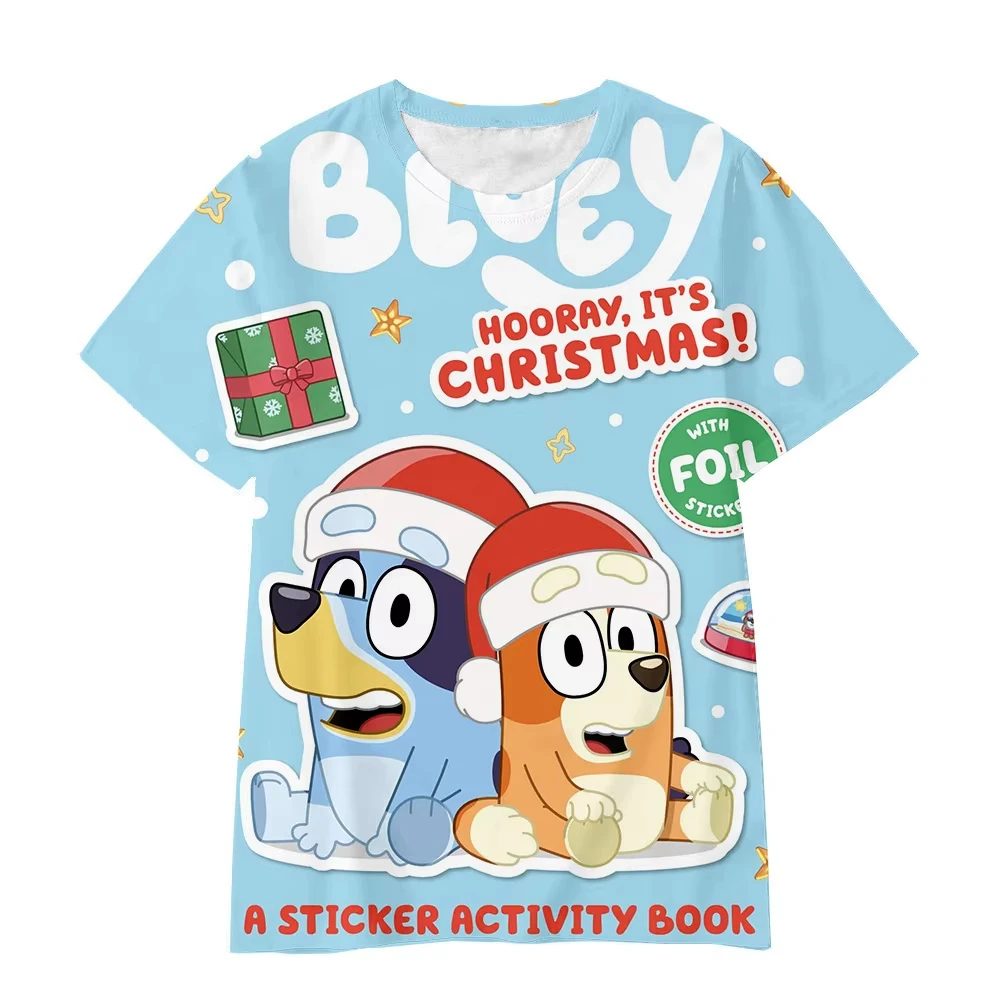 

Новая официальная лицензированная футболка Bluey с 3D-принтом 2026 года, семейный комплект, для девочек 4-14 лет, с мультяшным принтом