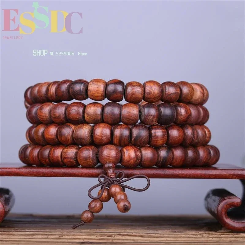 Wholesale 10Pcs Hot-sele Vietnamese Black Flower Pear Wood 108 Beads Hand String Buddhist Payer Meditation Bracelet Men Jewelry