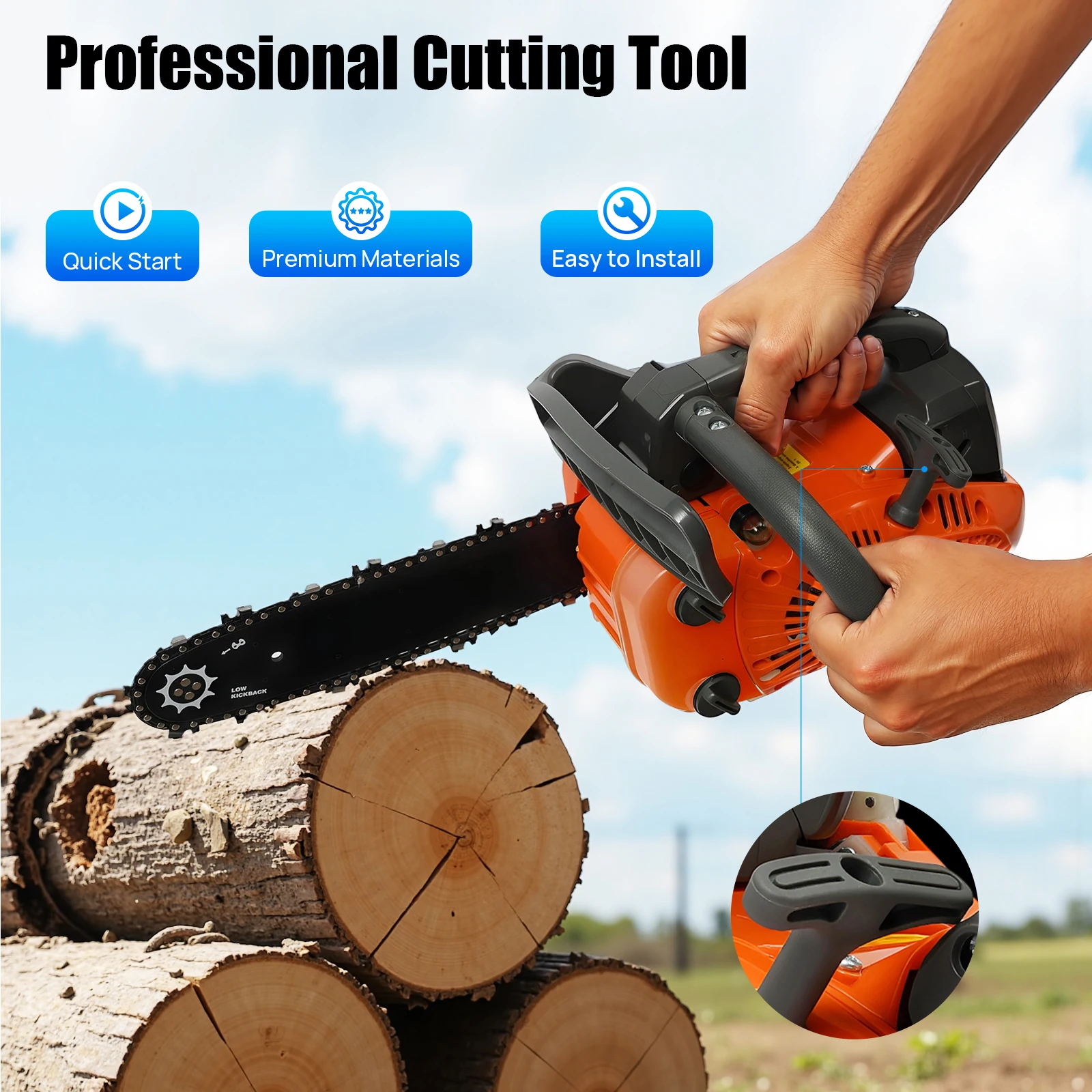 

25.4CC 12 Inch Top Handle Chainsaw Gasoline Chainsaw 2-Stroke Engine Chainsaw for Professional Logging Sack Sawing