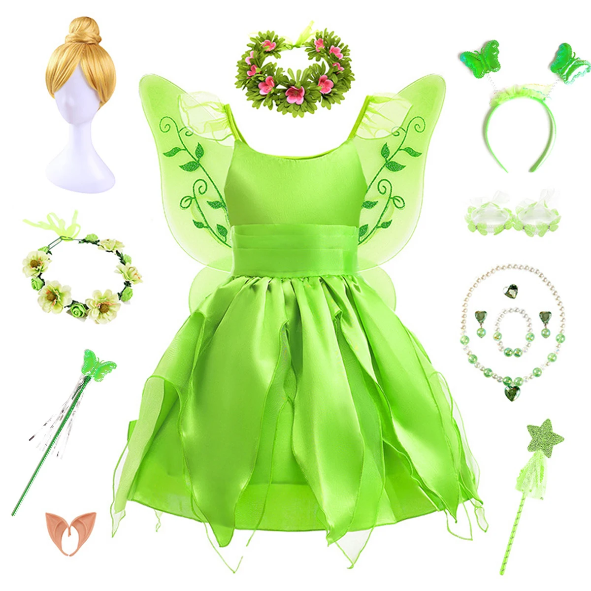 

AmyStylish Little Girls Movie Princess Tinker Bell Birthday Party Cosplay Halloween Holiday Easter Dress