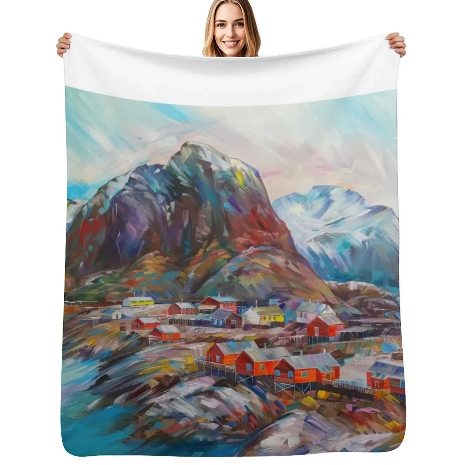 

Copy of Lofoten Islands / Norway - Lofoten landscape Throw Blanket Flannel Camping Polar Blanket