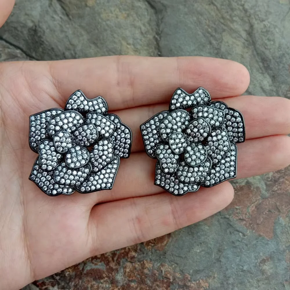 33x35mm golden plated Cz micro Flower connector