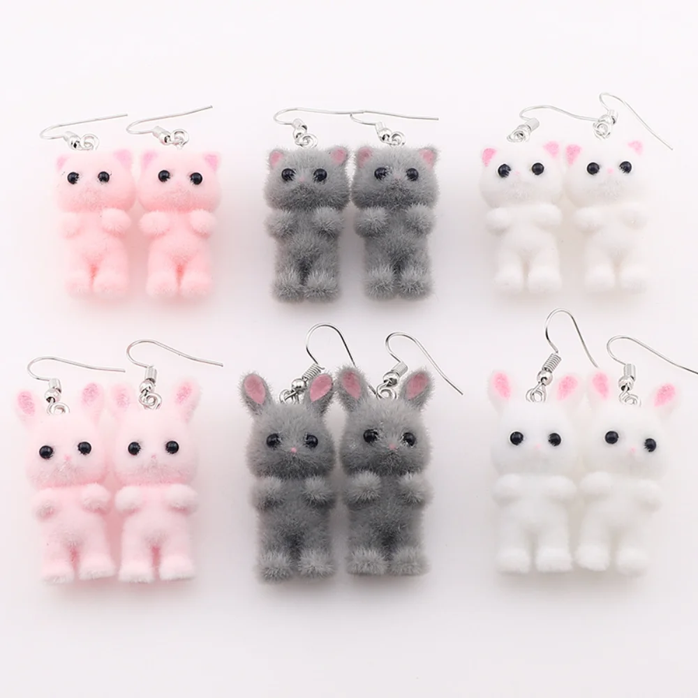 Light Luxury Three-dimensional Plush Cute Flocked Versatile Earrings Animal Earrings As A Gift For Your Girlfriend