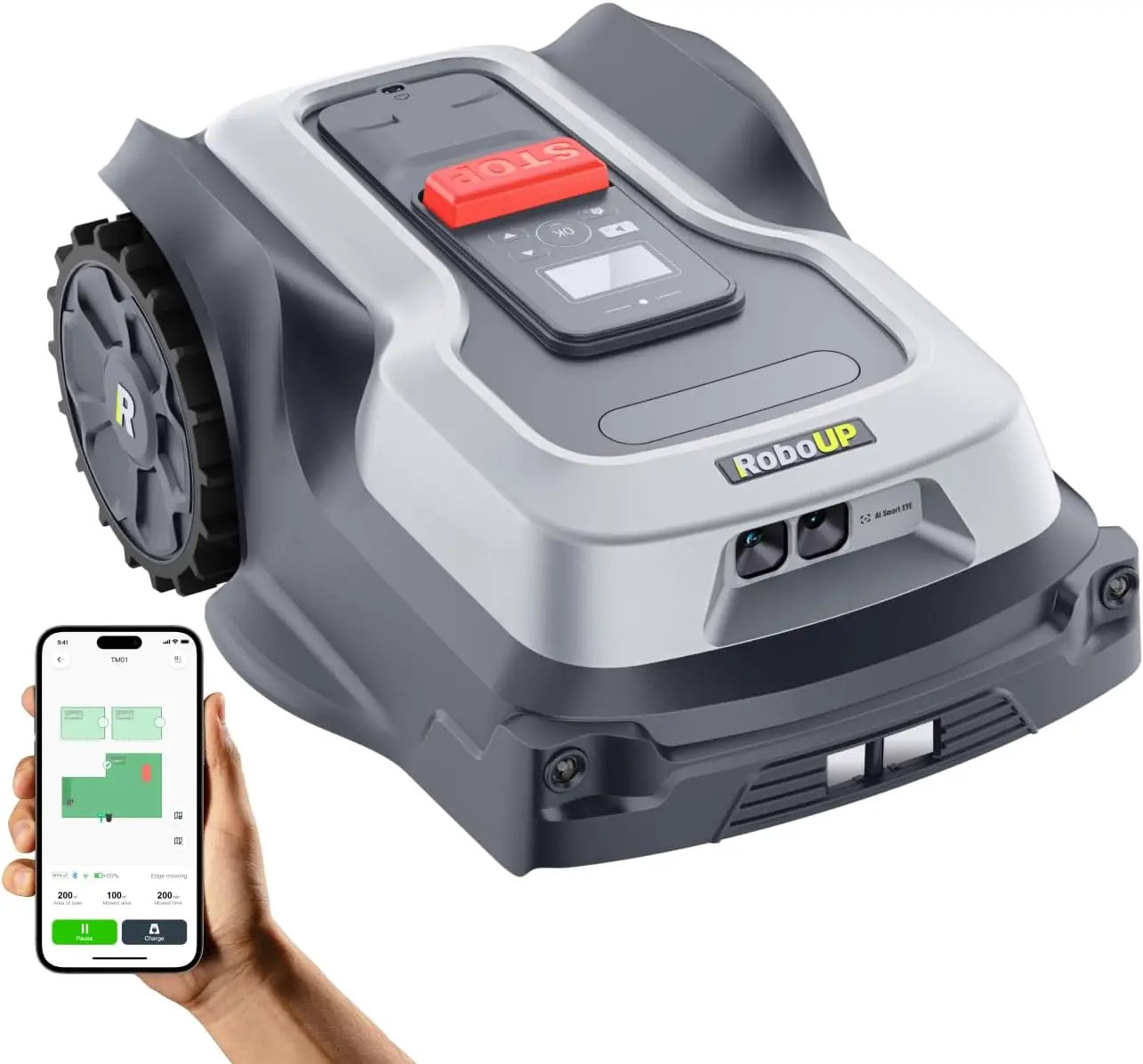 

Настраиваемая газонокосилка-робот без проводов, RTK + Vision, картографирование кромок для 0,35 Acre Yard, предотвращение препятствий с искусственным интеллектом