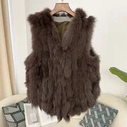 Natural Fur Jacket Natural Real Fox Fur Vest Thick Luxury Waistcoat Female Streetwear New Autumn Winter Warm Women's Coat