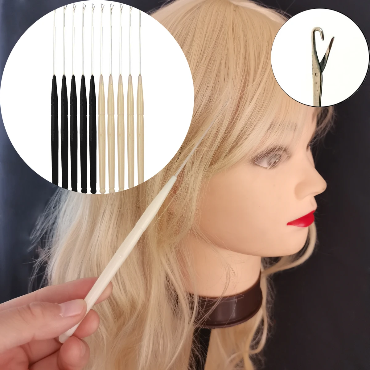 

10Pcs mixed colors Small Latch Crochet Hook Needle Plastic Knitt Wig Crochet Needle Hair Tools Hair Weaving Dreadlock Extension