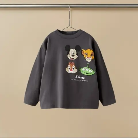 Disney 100 år av underverk och bilar långärmade t-shirts för små barn rund halsringning hösttopp casual småbarnstoppar 10 best sales Disney 100 år - №9