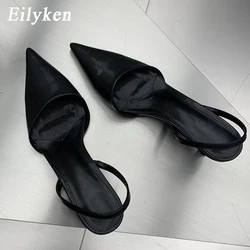 Eilyken-女性のためのゴールドとシルバーのスネークパンプス,女性のためのファッショナブルな先のとがったつま先,エレガントなヒール,中空のドレス