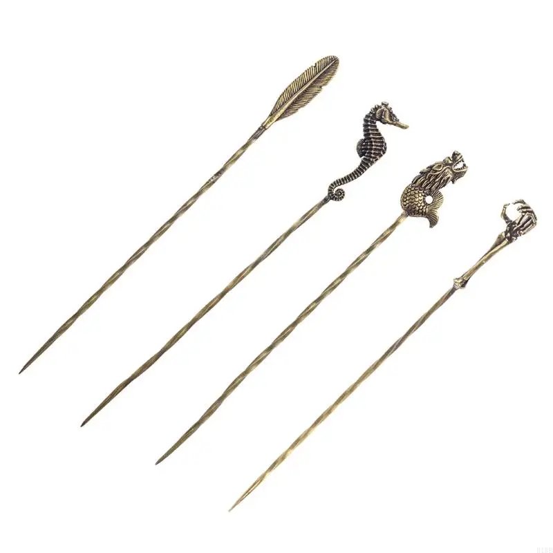 R1WB Cigar Pass Needle Retro Brass Portable Dredge أداة التدخين المحفورة الأداة لأداة التدخين غرفة نوم المنزل إكسسوارات التدخين