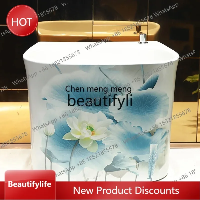 

03 Ceramic art mop pool balcony household bathroom outdoor washing mop pool basin