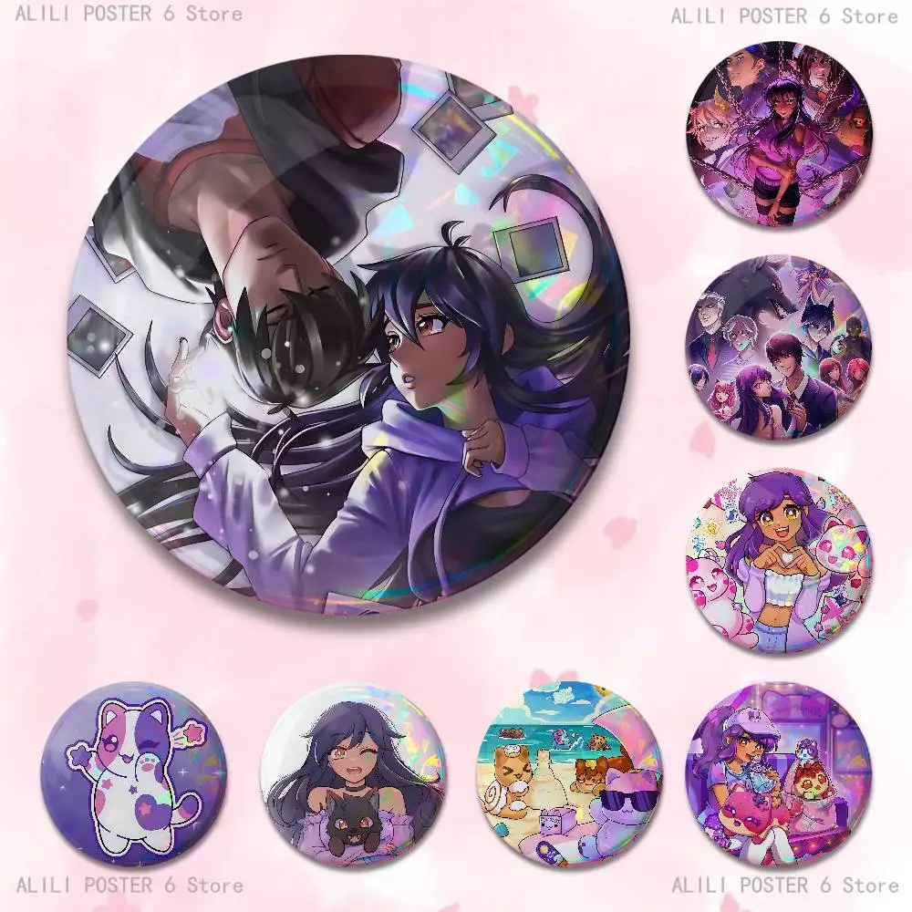 A-Aphmau Badges 25 32 44 58 75 mm Round Cosplay Pin Bag Decor Fans Collect Friends Gifts Brooch Souvenir