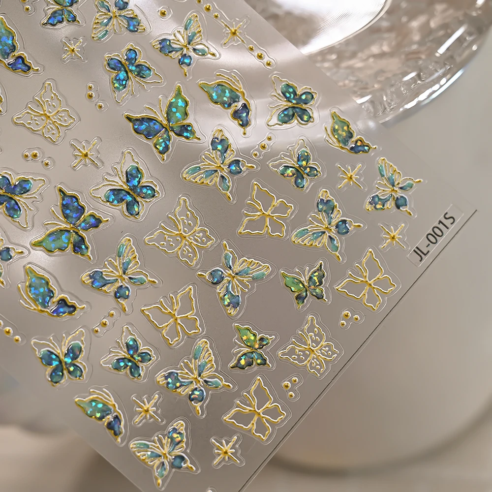5d relevo fantasia borboleta verde adesivos de unhas bronzeamento asas de borboleta projetos autoadesivos sliders decalques diy suprimentos de unhas