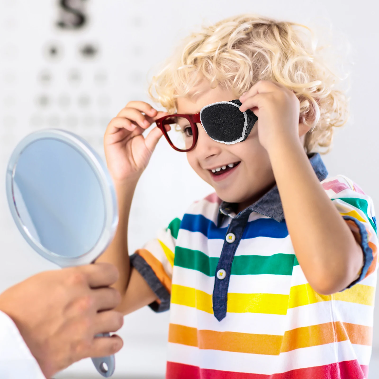 

Real Silk Eye Patch Black Cover for Kids Single Amblyopia Strabismus Goggles Mask Breathable Long Term Use