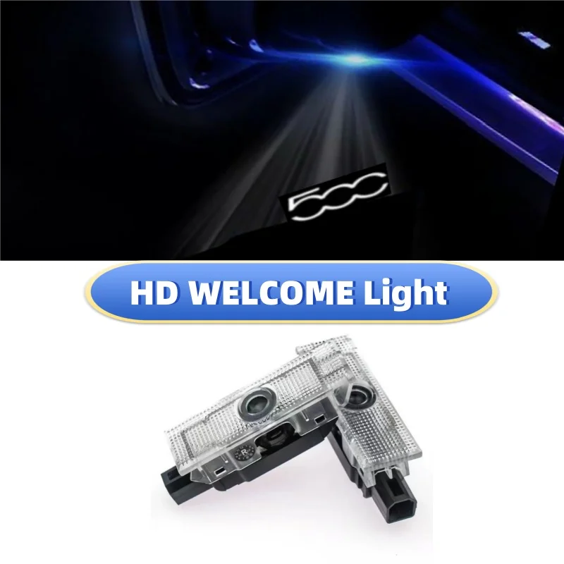 

2x Car Door Welcome Led Lights 3D Projector Customize Ghost Shadow Lamp For 500L 2013-2019 Fiat 500x 2015-2023 Car Accessories