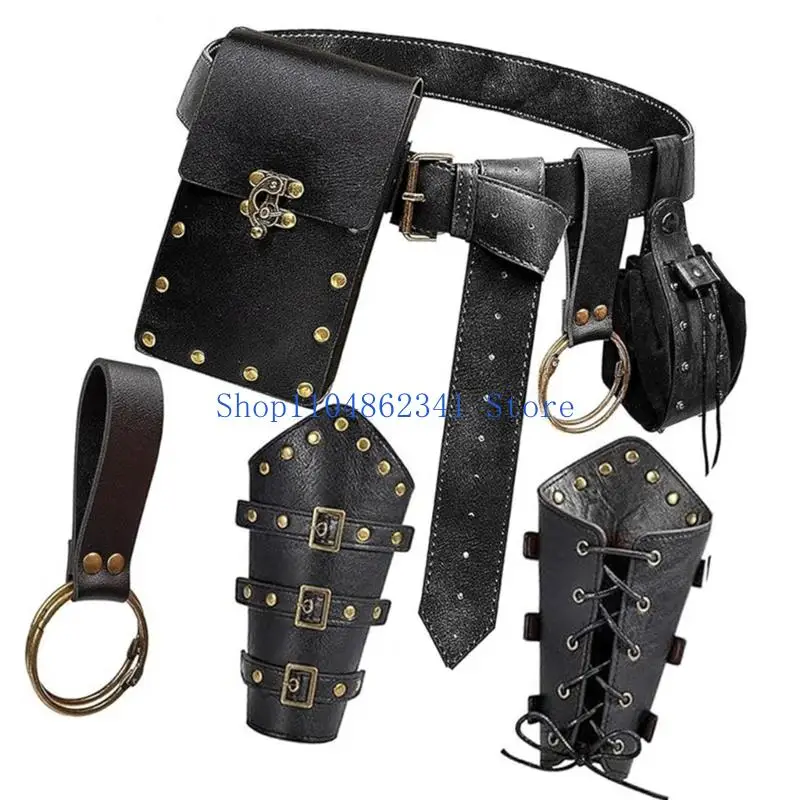 5asd Medieval Adventure Belt Bag System 5PCS Cosplay Accessories Set With Dedicated Phone Pocket For Outdoor Enthusiast