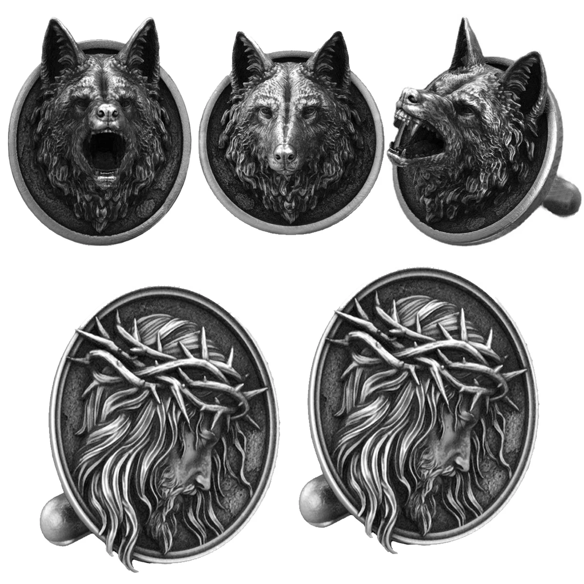 Mens Cufflinks Animals Religious Jesus Cuff links Boys Holidays Gifts Wedding Guest Dresses Accessories Gentleman Shirt Button