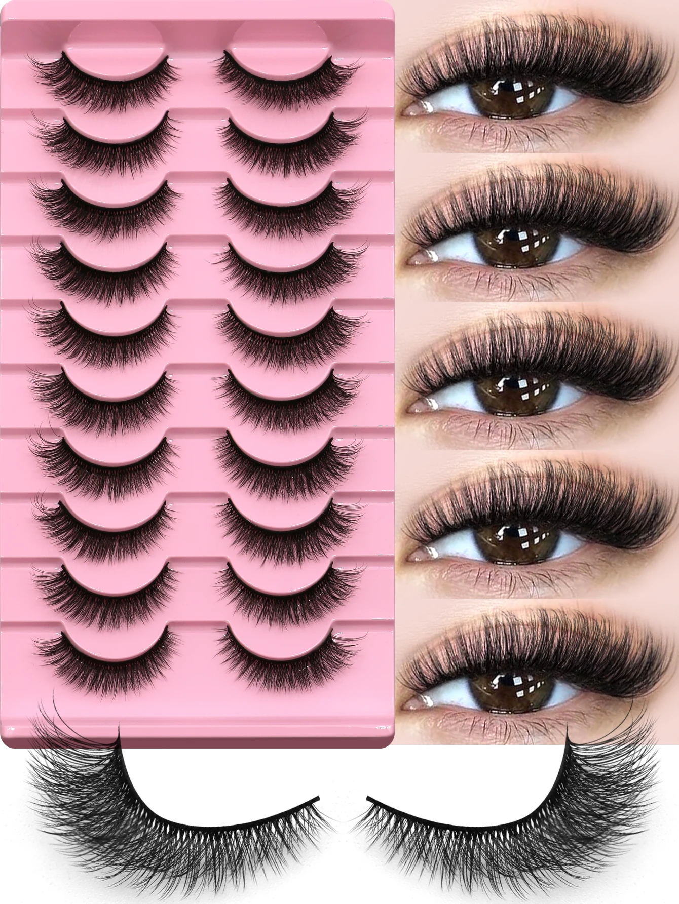 ラスヴィレ フラッフィー マンガ ラッシュ ナチュラルカール つけまつげ キャットアイラッシュ ナチュラルロング ソフト フルストリップラッシュ 3D フェイクミンク ラッシュ メイクアップ