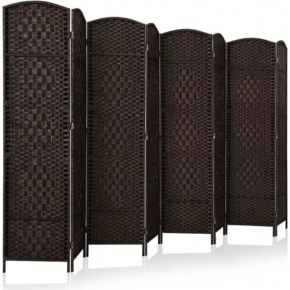 8-Panel Room Divider 6ft Folding Privacy Screens w/Diamond Double-Weave