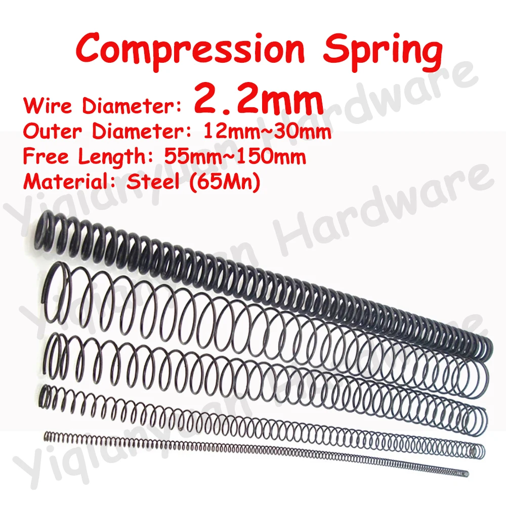 Yiqianyuan 65Mn Wire Diameter Φ2.2mm Cylindrical Coil Compression Spring Ultra Long Rotor Return Pressure Release Springs