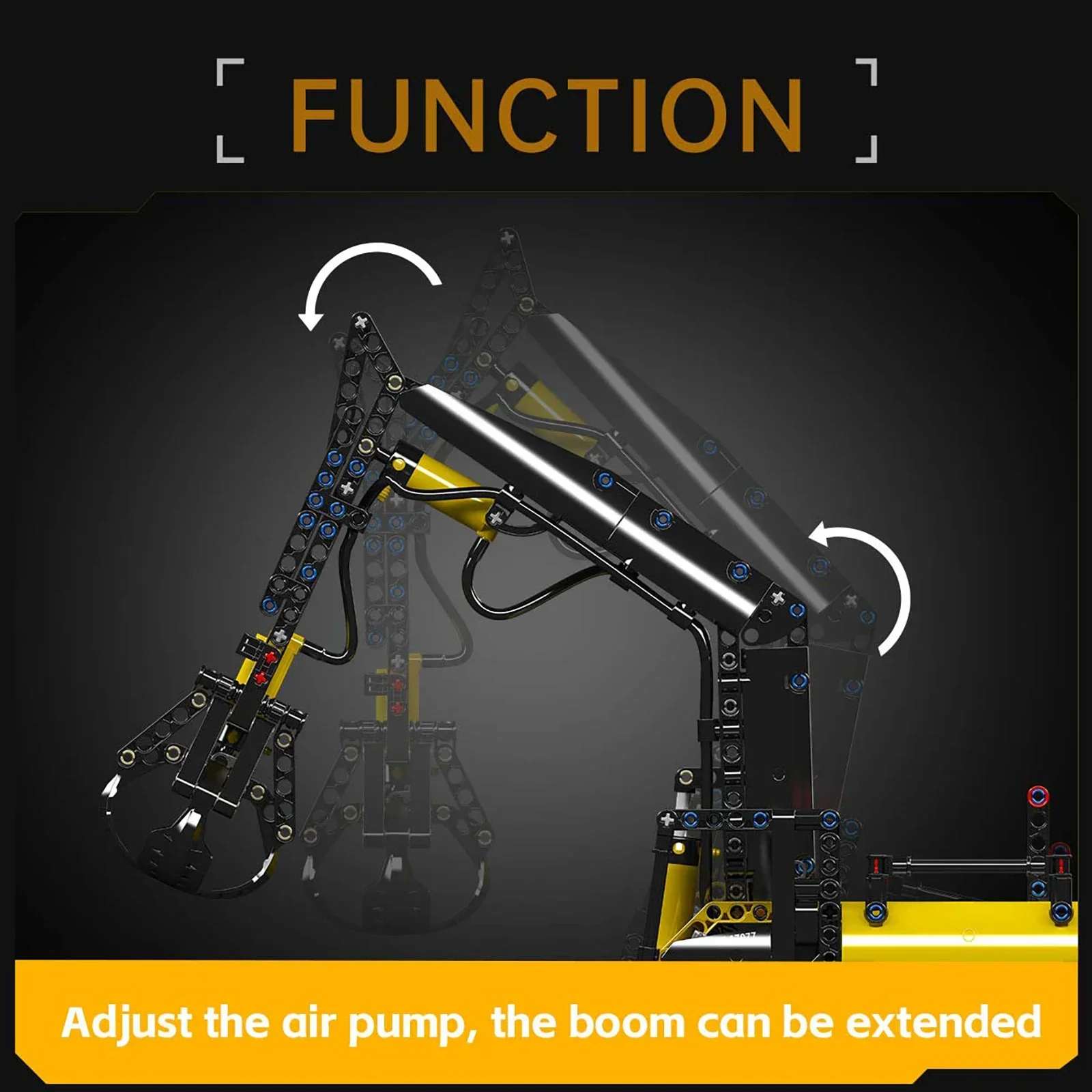 866PCS Hydraulic Log Grapple Model Building Blocks with Mechanical Crane Multi-Gear Control Pneumatic Parts for STEM Education