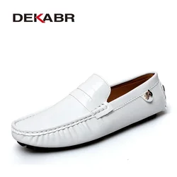 DEKABR New Men Casual Shoes Slip-on High Quality Pu Leather Glossy Loafers Fashion Footwear Designer Breathable Driving Shoes