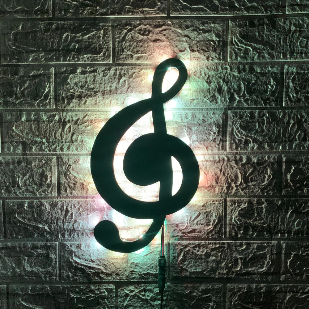 ZK50 Modern Colorful Remote Control LED Wall Lamp Indoor Music Note Background Wall Luminous Decorative USB Night Light