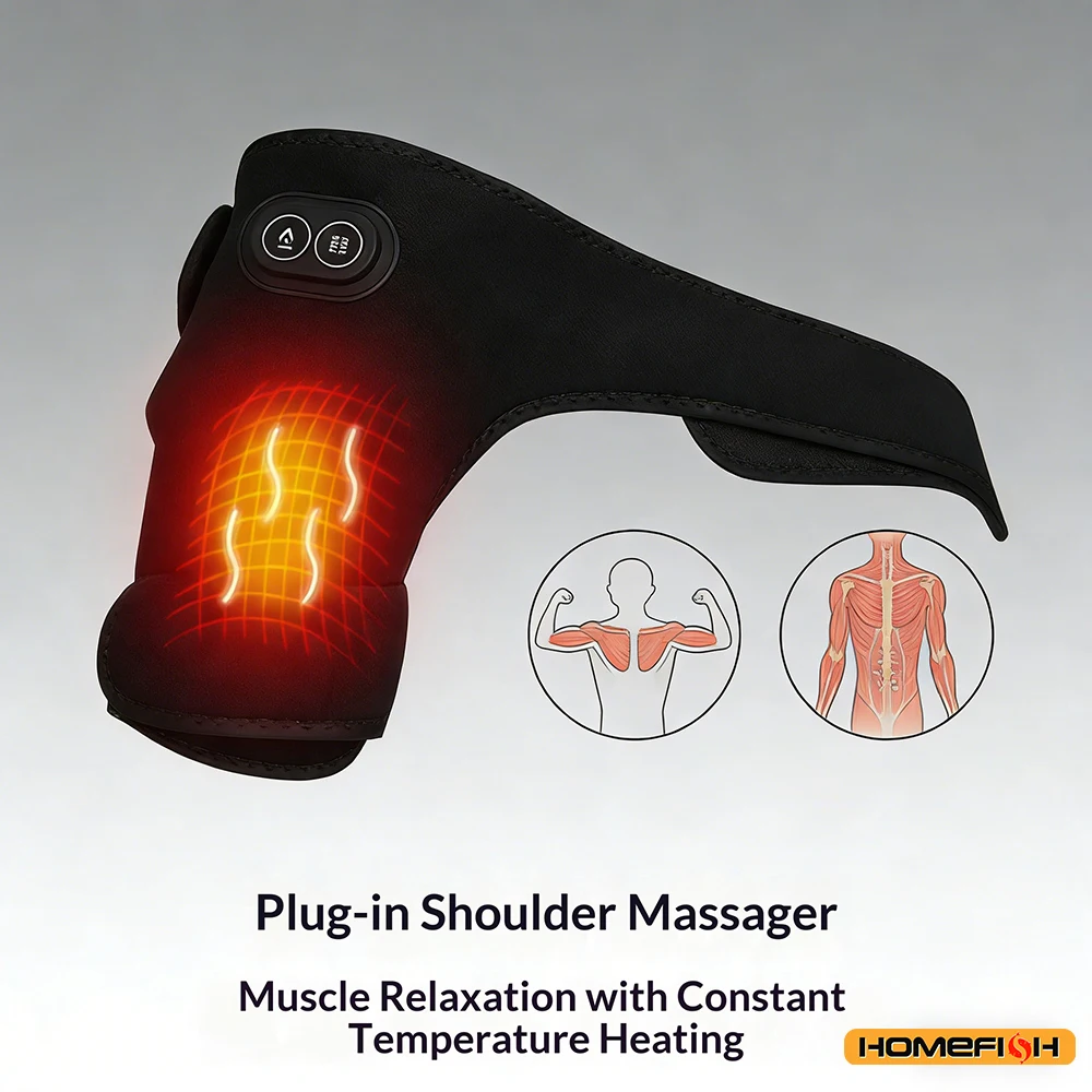 Home Therapy Heated Shoulder Brace, Plug-In Design with Graphene Warming  Pulse Vibration