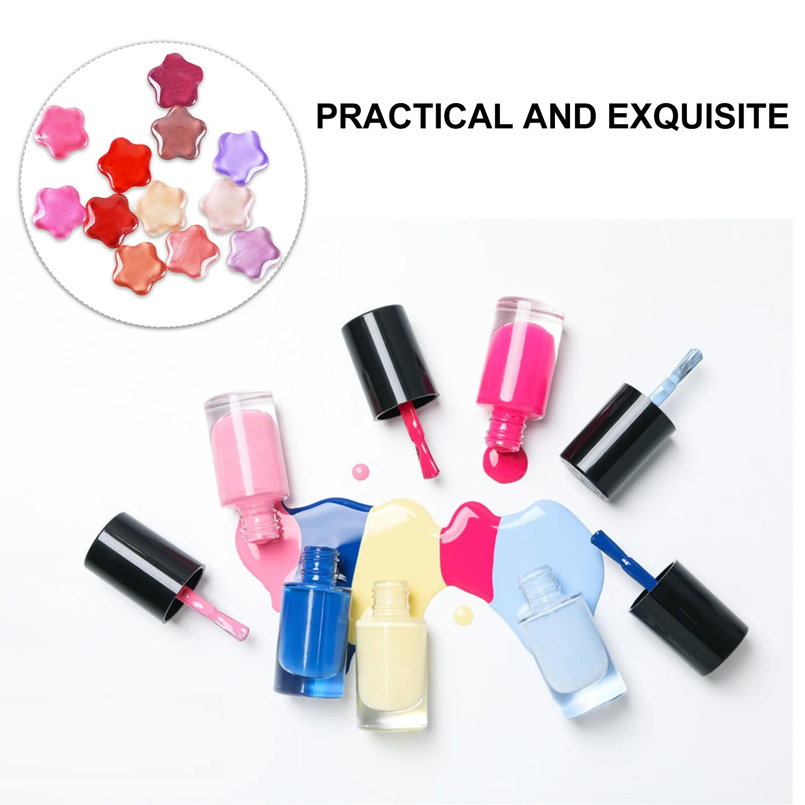 20Pcs Glass Card Display Beads Plum Blossom Style Transparent for Nail Art Color Organization Craft Hobby Supplies