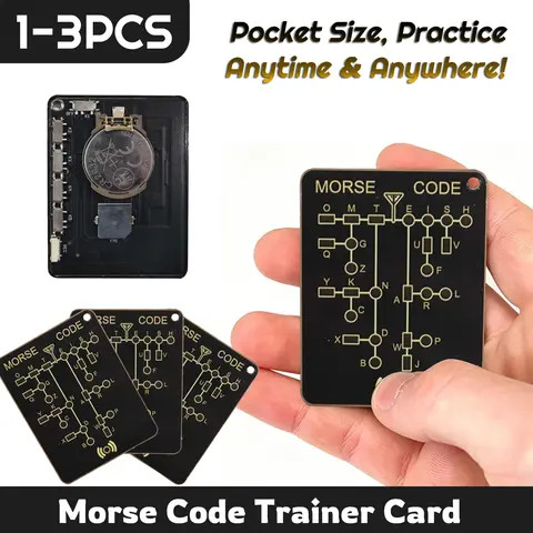 1-3PCS Morse Code Trainer Card Pro CW Practice Tool with Interactive LEDs Lightweight Portable PCB Electronic Learning Tool