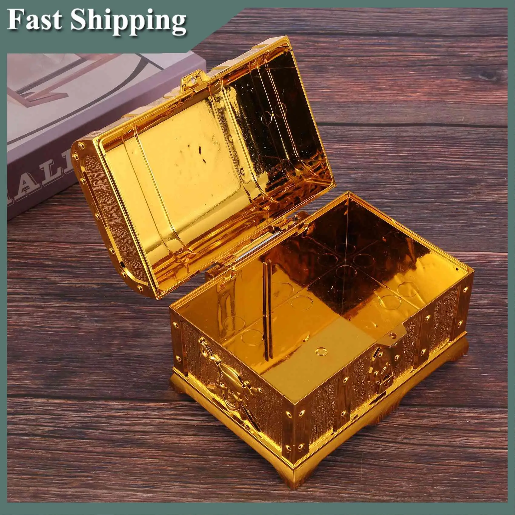 

-MEOF Пиратский сундук с сокровищами, декоративный сундук с сокровищами, шкатулка для драгоценностей на память, пластиковые коробки с сокровищами для игрушек, декор для вечеринки, большой размер