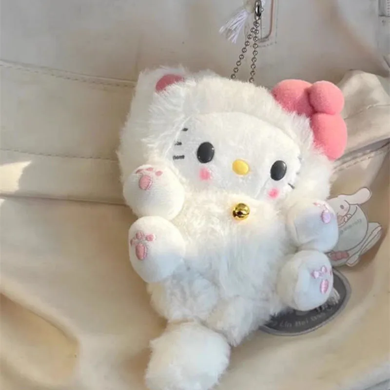 Hello Kitty Cute Pink Cat Claws Plush Doll Keychain Anime Sanrio Stuffed Toys Pendant Keyring Children Plushie Christmas Gifts