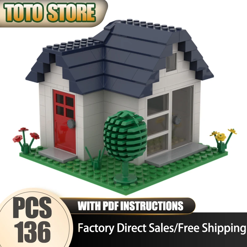 Moc Building Bricks Small white House Model Technology Modular City Street View Model Block Toy DIY Assembly Christmas Gifts