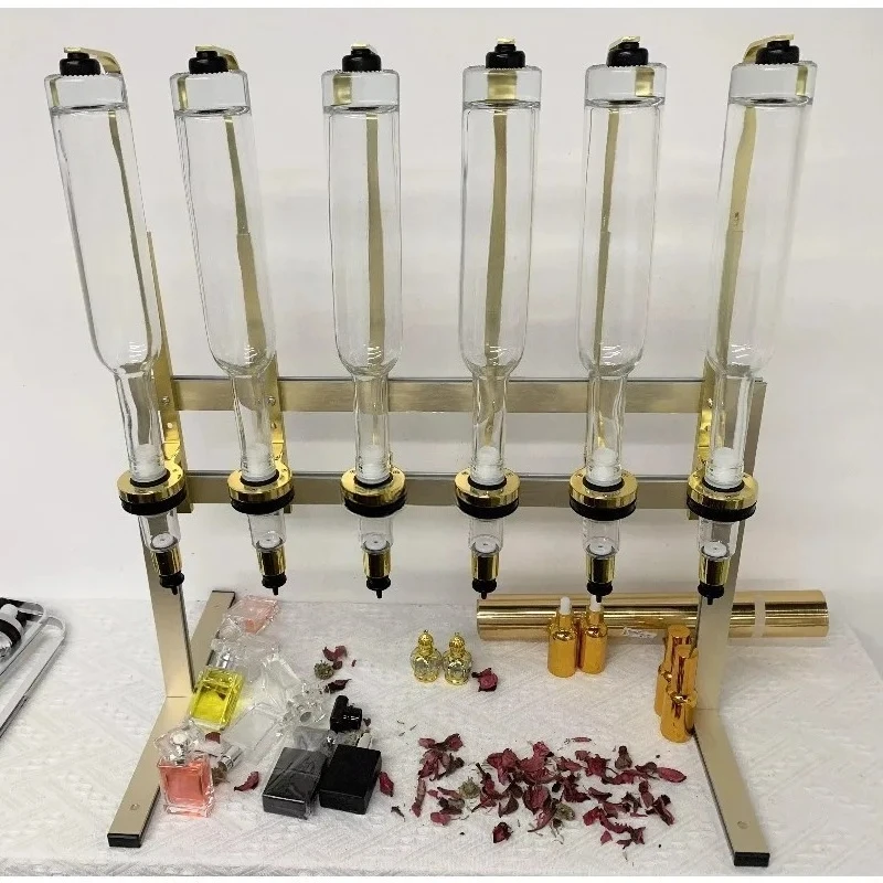 New Designed Gold Table Stand Wedding Decoration Scent Experience Essential Oil  Perfume  Bar Dispenser 5-12 Bottles 375ml/500ml