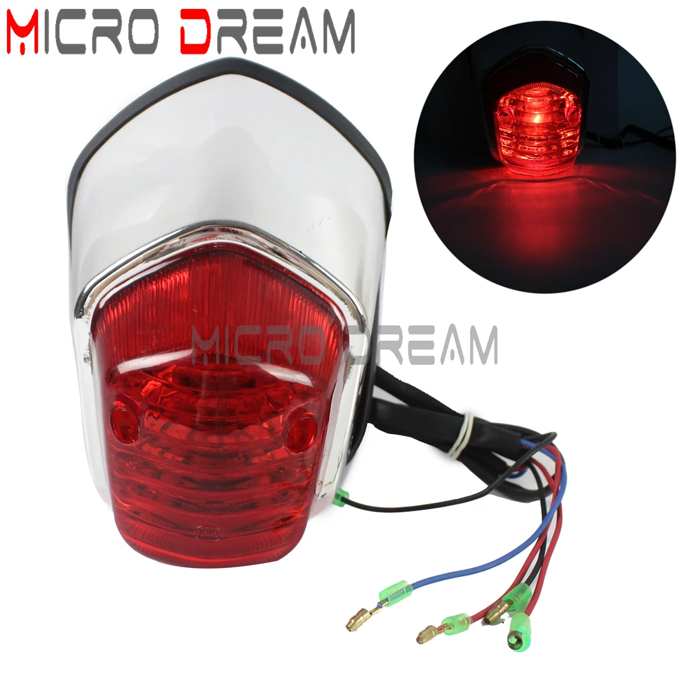 12V Red Lens Rear Taillight Running Brake Light For Kawasaki Vulcan 650 900 Honda Shadow Sabre GL VT 1100 1200 400 500 700 750