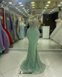 Mint Green Simple Cocktail Dresses For Women One Shoulder Elegant Prom Dresses Mermaid Vestidos De Gala Designer Evening Gowns