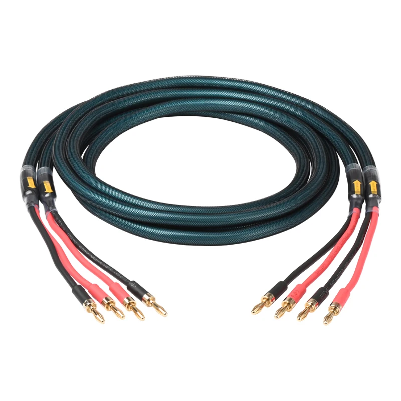 HiFi-luidsprekerkabel voor versterkergeluid Hi-end 8N OCC verzilverde luidsprekerkabel met banaan Y-stekkerkabel