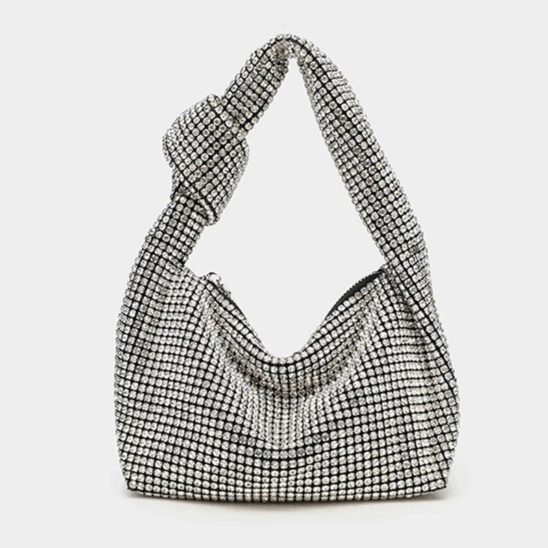 

Ladies' handbag handle, evening bag, silver crystal handbag, high-end handbag, luxurious handbag design, banquet bag
