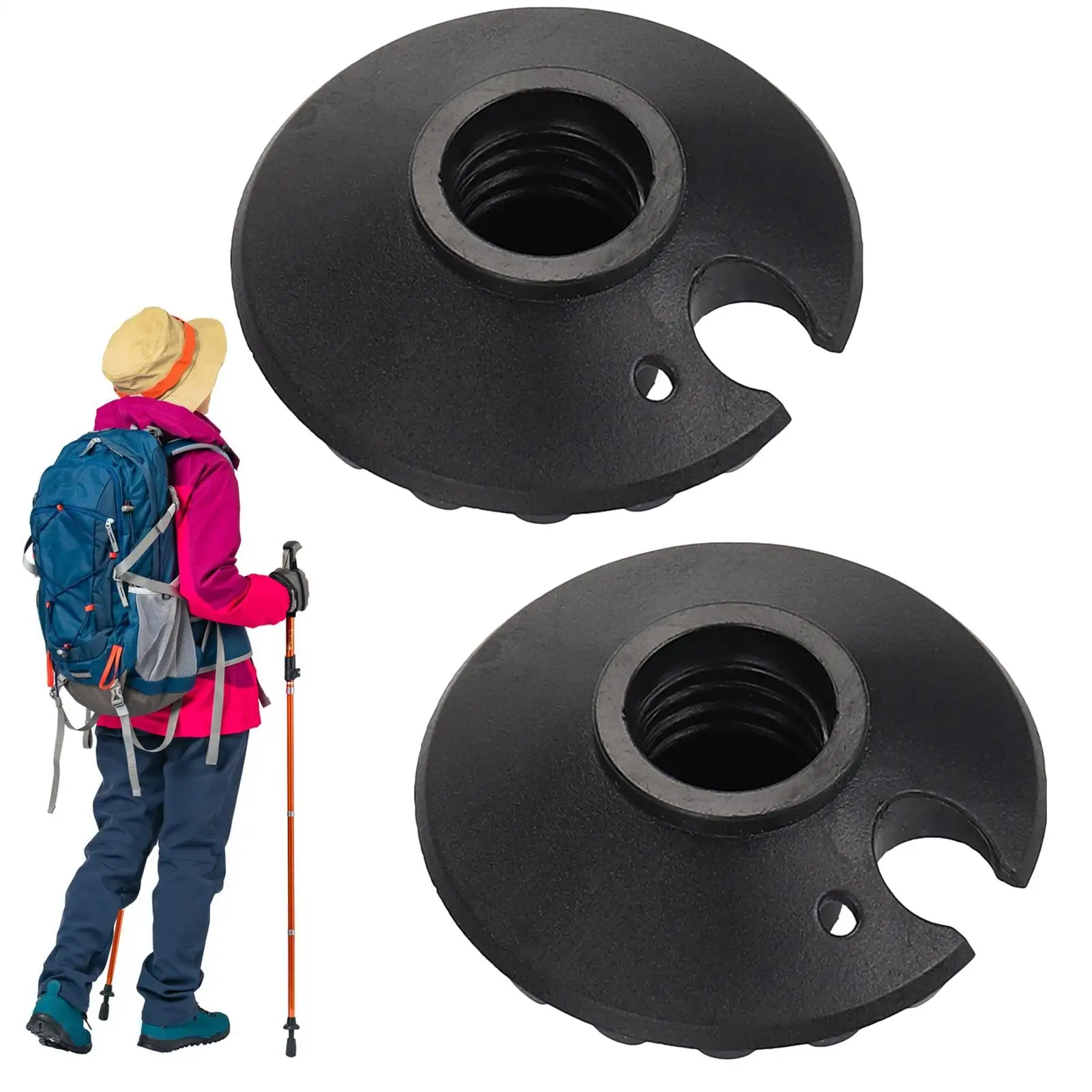 2er-Set Trekkingstöcke-Schneekörbe, Ersatzspitzen, Schutzkappen, Schnee- und Schlammkörbe für Trekkingstöcke