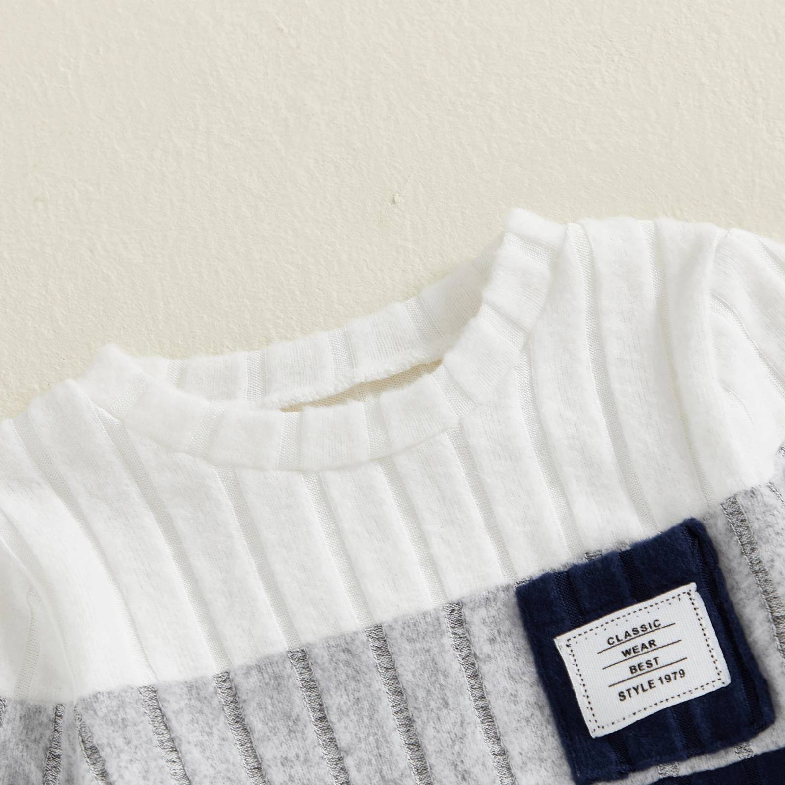 VISgogo 0-3 سنوات الأولاد الخريف 2 قطعة الملابس مجموعات طويلة الأكمام س الرقبة المرقعة البلوز بلون السراويل