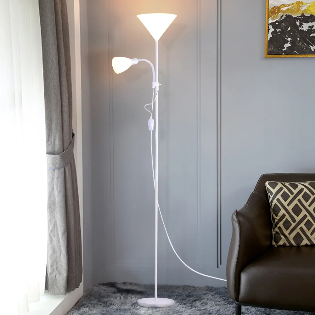 175CM Mother and Child Adjustable Floor Reading Lamp, White