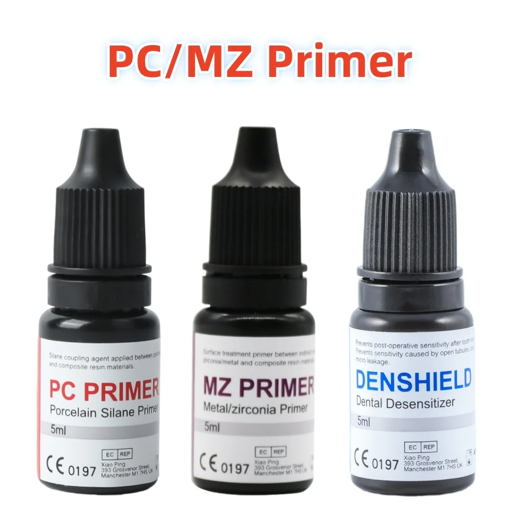 DENTEX PC/MZ PRIMER Primer Silane Porcelaine Désensibilisant 5ml/Flacon Agent de Collage Dentaire pour Facettes en Porcelaine Couronnes Restauratives