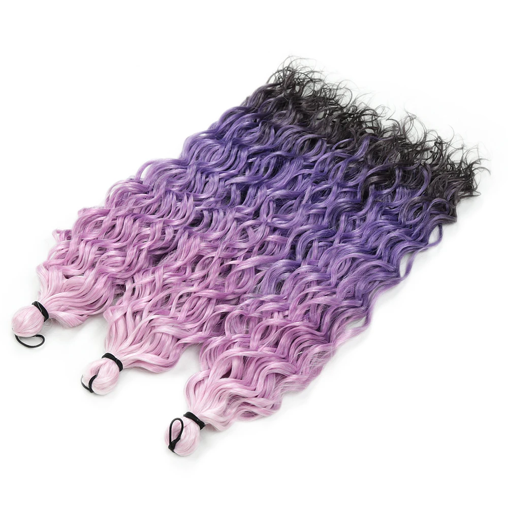 3 szt. 18-calowe włosy syntetyczne do szydełkowania, afro curl, falowane, ombre, tęczowe, doczepiane warkocze.