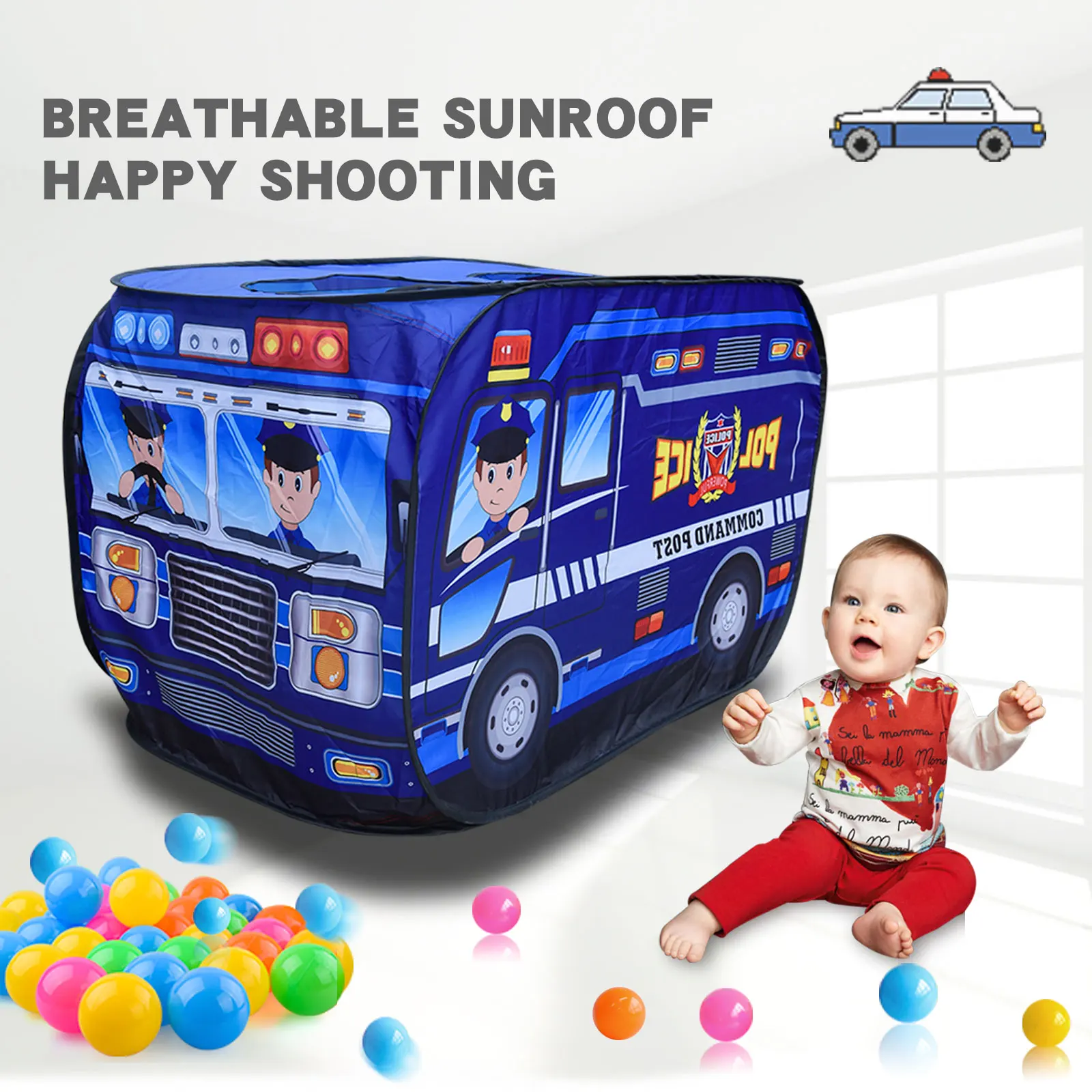 Children's car tent house  police car indoor and outdoor game house with sunroof toys