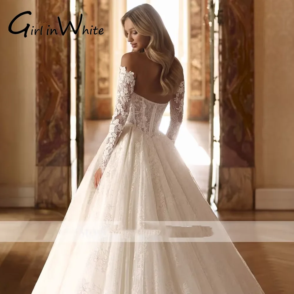 Customized A Line Lace V-Neck Wedding Dresses Strapless Applique 2026 Illusion Beaded Bridal Gowns with Removable Sleeves