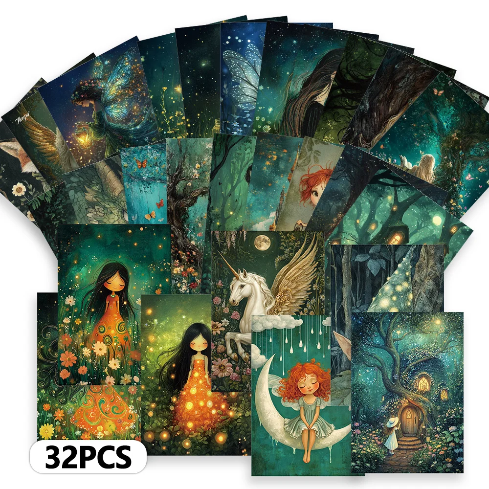 

32pcs, Magic Forest postcards, decorations/greeting cards/postcards, high-precision printing, collectible and mailable