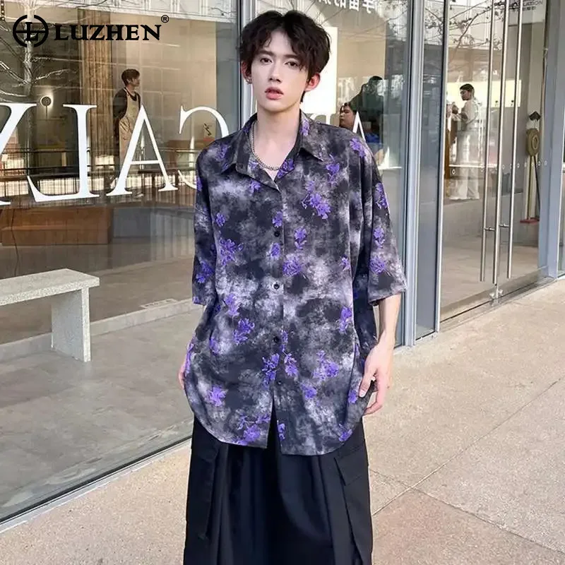 

LUZHEN Loose 2025 Summer High Quality Elegant Holiday Style Casual Shirts Fashion Original Floral Printed Handsome Tops JY2624