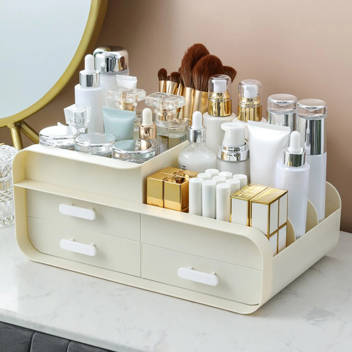 

Newest 2/3 Drawers Makeup Organizer Brush Cosmetic Storage Box Makeup Storage Organizer Pencil Holder Lipstick Organizer 화장품 수납함