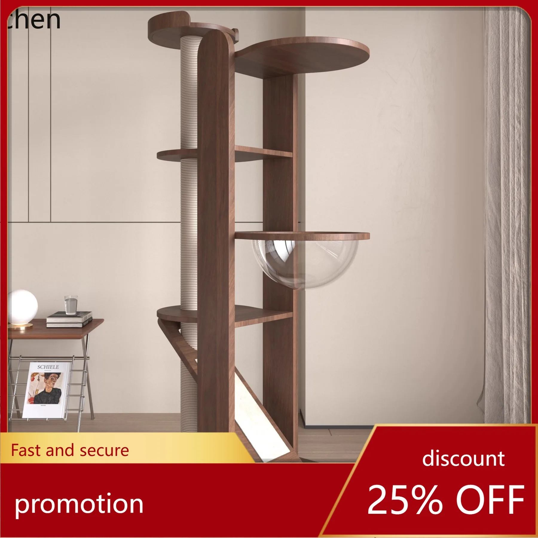 

ZML cat climbing frame household small apartment does not occupy an area of solid wood cat scratching board integrated frame