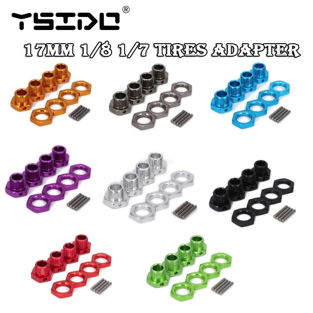 

YSIDO 4PCS Aluminum 17mm Hex Wheel Nuts Adapter for 1/8 1/7 Summit E-Revo ARRMA Buggy HSP 94762 94081 RC Car