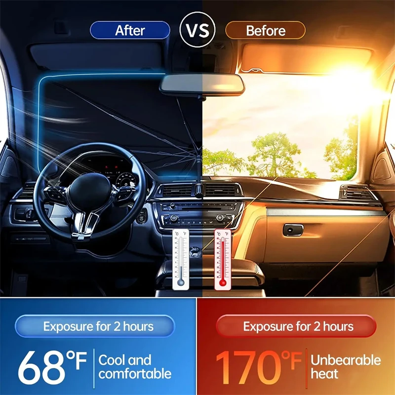 1-4PCS Car Sun Shade Umbrella for Windshield Heat Insulation UV Blocking Portable Foldable Sun Shade for Car SUV Truck Van